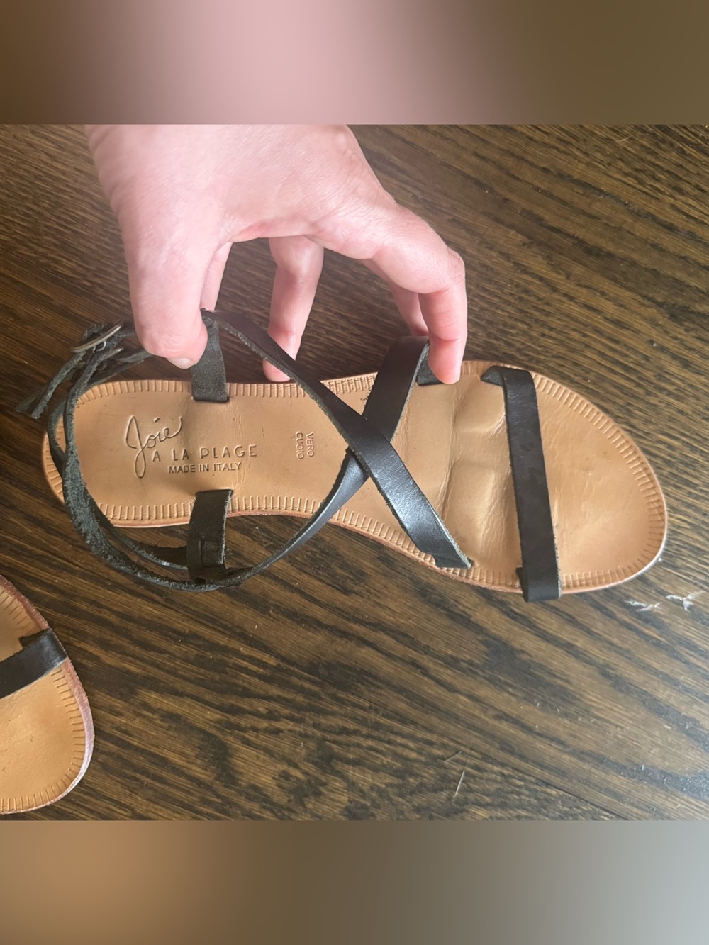 Joie Black Leather Crisscross Strap Sandals